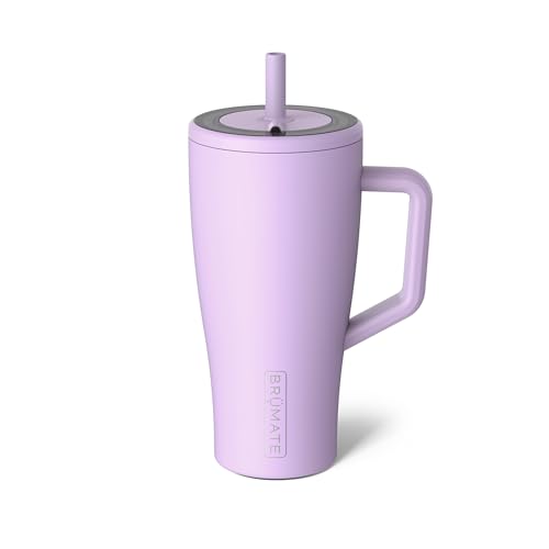 Image of BruMate Era 30 oz Tumbler with Handle and Straw | 100% Leakproof Insulated Water Bottle Tumbler with Lid and Flexible SoftSip Straw | Made of Stainless Steel | Cup Holder Friendly | 30oz (Lavender)