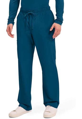 Image of Cherokee WW Professionals Scrubs for Men Tapered Leg Mens Cargo Scrub Pants | Comfortable Poplin Fabric, 2-Way Stretch, Zip Fly, Drawstring, Easy Care, For Active Shifts, Made for Nursing Professionals