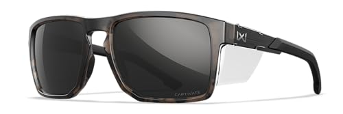 Wiley X WX Apex Sunglasses Safety Glasses for Men Shatterproof UV Eye Protection for Combat, Shooting Captivate Polarized Black Mirror Lenses Matte Tortoise Brown Frames