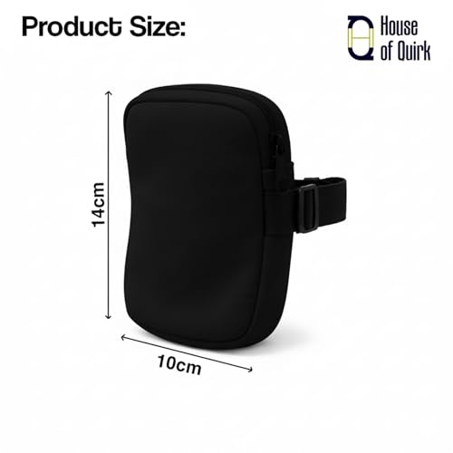 Image of House of Quirk Water Bottle Carrier Bag for Cards, Key 40 /30 oz Tumbler Neoprene Water Bottle Holder Pouch with Adjustable Strap (Black)