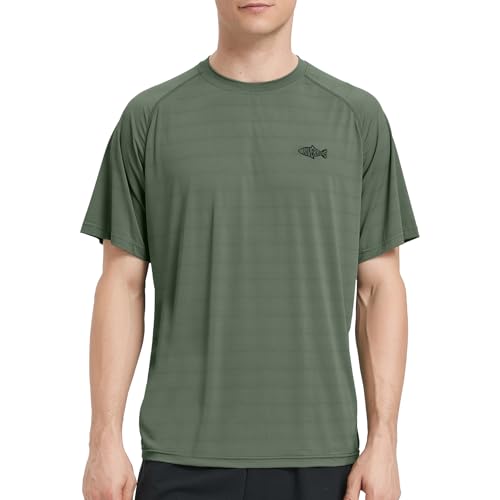 Riverruns Fishing Shirt for Men Short Sleeve UPF 50+ Sun Protection Swim T-Shirt Rash Guard Water Beach Tee