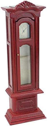 Meirucorp Miniature 1/12 Scale Dollhouse Decoration Red Lovely Grandfather Clock