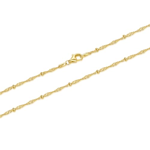 14K Gold Necklaces for Women and Mens Necklace Chain 1.5mm Rope Gold Chain for Women 2.2mm Beads Cute Golden Beaded Necklaces Waterproof Jewelry 16-26in
