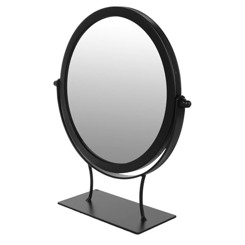 Miroir de maquillage de bureau cadre robuste design simple noir miroir de table clair - 2