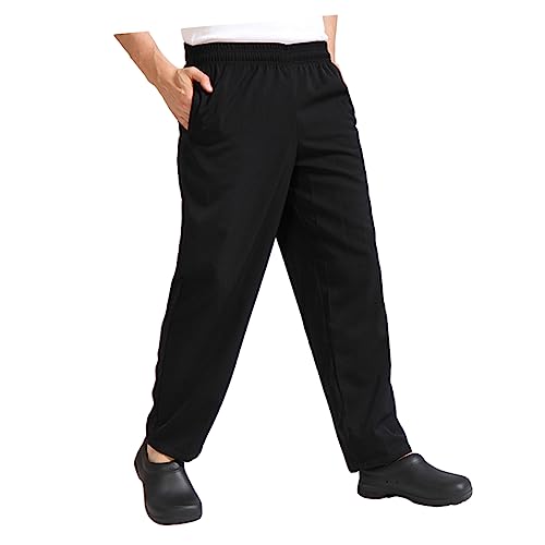 Zerodeko Pantalones De Chef Transpirables y Duraderos Color Negro Talla para Uniforme De Cantina y Uso Profesional Cocina