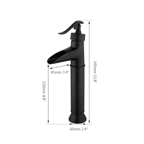 Grifo de baño negro sobre encimera lavabo cascada monomando LWX 6