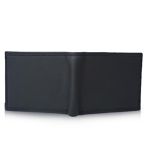 Image of CIMONI Premium Genuine Leather Wallet for Men Travel Casual Wallet with RFID Blocking 9 Card Sots, 2 Secret Pockets, 1 Transparent ID Window (Color - Black)