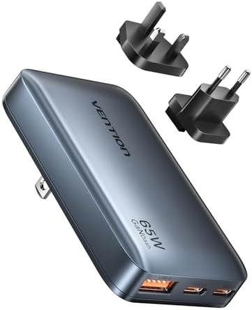 VENTION 65W USB C Ladegerät GaN Netzteil, 3-Port Ultra-Slim Reise...