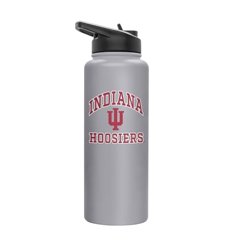 Image of Logo Brands NCAA Indiana Hoosiers 34oz Athletic Quencher Bottle - Double-Wall Insulated, Stainless Steel, No-Spill Lid, Easy Carry Handle