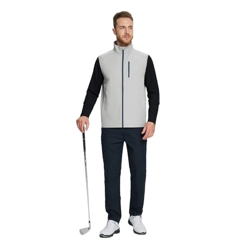 Image of M MAELREG Mens Vests Outerwear Windproof Lightweight Softshell Vests Zip Pockets Sports Sleeveless Jacket Golf Vests for Men