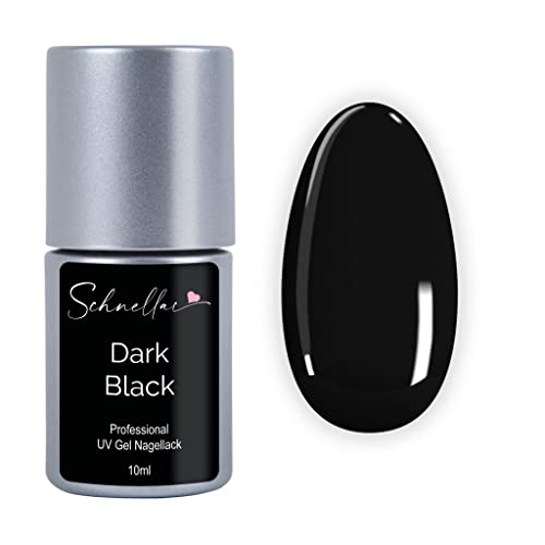 SN Schnellac UV Nagellack schwarz deckend Dark Black Vegan Gel Nail Polish Shellac Hema frei free Farbgel 10 ml – Bild 2