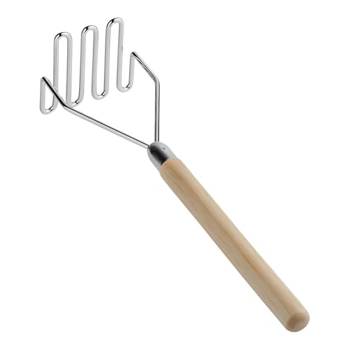 Ocs Parts 3MP0330 Pro Chef Series 18-Inch Square Potato Masher With Wood Handle | Heavy Duty Chrome Plated Food And Potato Masher cover