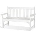 nalone Outdoor Bench, HDPE Patio Bench, Rot-Proof Porch Benches (White)