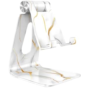 CreaDream Adjustable Cell Phone Stand, Marble Phone Stand, Cradle, Dock, Holder, Aluminum Desktop Stand Compatible with…