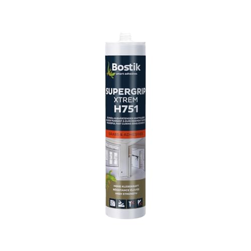BOSTIK H751 Supergrip Xtrem Colle avec adhérence initiale extrême, haute résistance finale, pour intérieur et extérieur, technologie hybride, 450 g