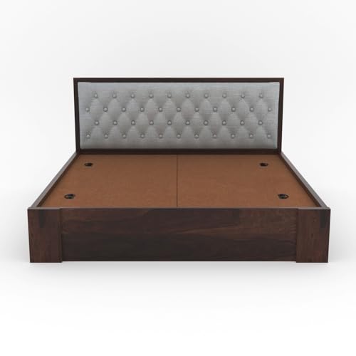 Image of FurnitureSheesham Wood Decan King Size Bed with Box Storage for Livingroom /Bedroom /Home Solid Wood King Box Bed | Finish Color - Walnut, DIY