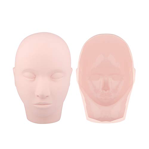 BEPHOLAN Pro Rubber Practice Training Head Leather Cosmetology Mannequin Doll Face Head & Skin For Eyelashes Makeup Practice