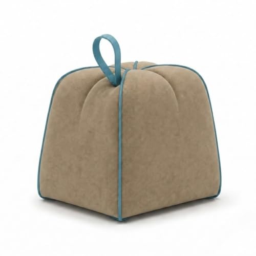 Image of CASASTYLE Signature Velure Suri Accent Pouf | Boston Fabric | 40D High-Density Foam | (Warm Sand Beige) | Footrest, Vanity Ottoman & Accent Seat for Home, Office, & Hotel