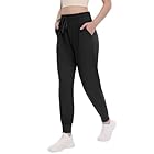 TNNZEET Women's Joggers with Pockets - High Waisted Sweatpants Tapered Leg Drawstring Lightweight Athletic Pants Black