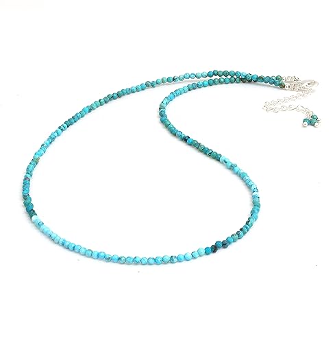 Gempires Natural Necklace, Faceted Beads, Energy Healing Crystals, Silver Plated Chain, Birthday, Gift for Her, Gemstone Jewelry 18 inch AA+ Quality