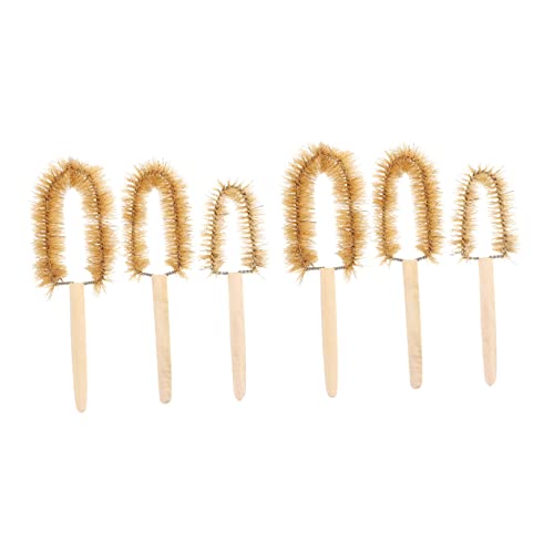 Ipetboom 6pcs Pipe Cleaners Pig Hair Straws Wooden Bottle Cleaner Pipe Cleaning Brush