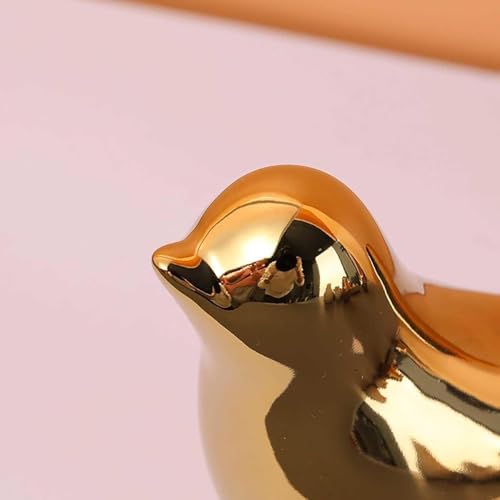 Image of Golden Ceramic Birds Figurine Set | Luxury Home Decor Showpiece for Living Room, Bedroom, Office & Table Decoration | Elegant Love Birds Statue Gift (Set of 2 PCS)