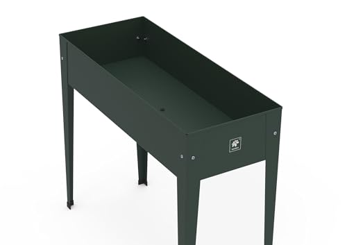 Image of herstera Elevated Raised Garden Bed Kit - Galvanized Steel Rectangular Planter Box with Drainage Hole for Outdoor Patio, Porch & Backyard Gardening, Dark Green