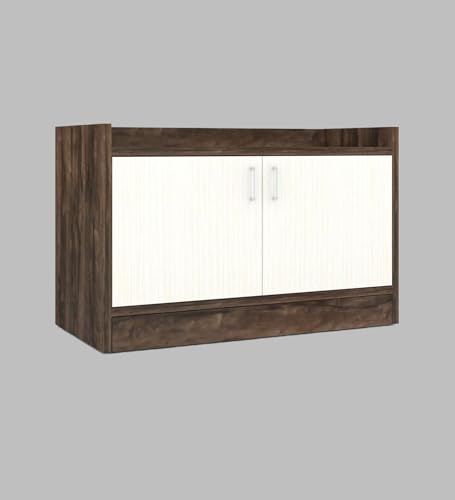 Image of SPECIALITY PANELS 2 Door Shoe Rack with Storage Cabinet, Brown and White, 75x49 cm, DIY Assembly