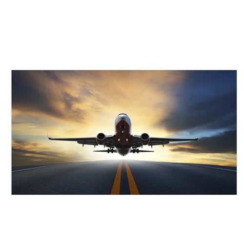 Toile peinture à l'huile intérieur avion au coucher de soleil