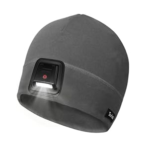 Taximi Fleece Mütze mit LED Licht - Skimütze mit Licht Herren Frauen, Windstopper Stirnlampe Mütze für Wandern Running Langlauf