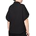 Womens Church Clergy Shirt Tab Collar Pleated Batwing Sleeves Blouse Top Black