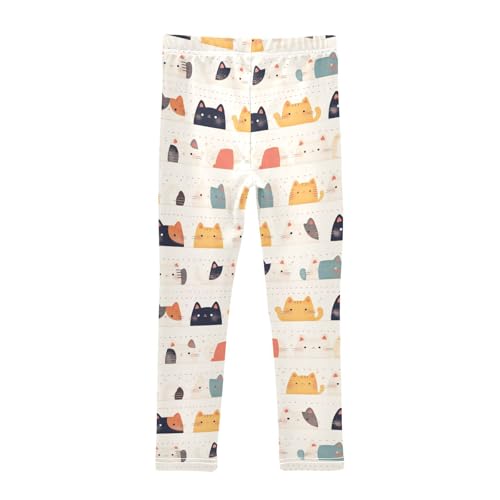KLL Cute Cat Cartoon Illustration Toddler Girls' Active Leggings Soft High Waisted Leg Yoga Pants Running2