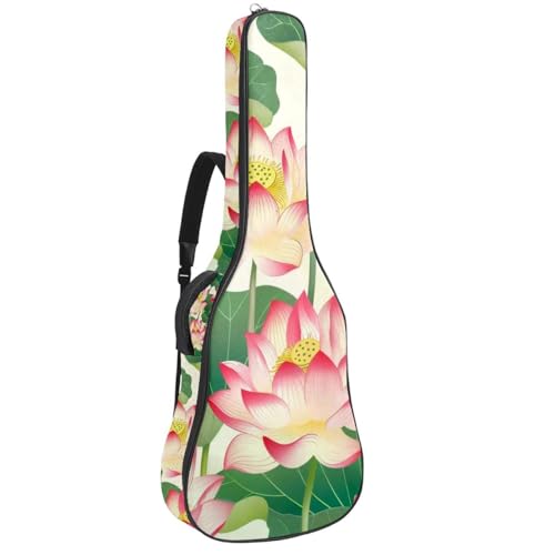 Housse guitare acoustique fleur de lotus pour emporter votre musique en répétition ou au parc