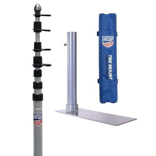 Flagpole-To-Go Ultimate Tailgate Kit with Portable Flagpole and Tire Mount, 20 Ft with Foam Bumper