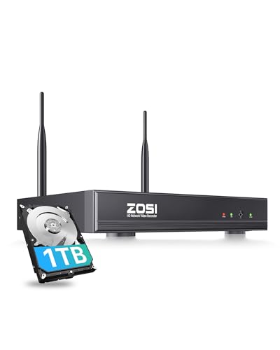 ZOSI 8CH 4K 8MP Grabador NVR WiFi6 con 1TB Disco Duro, Solo Compatible con ZOSI Cámara WiFi 6 Exterior/Interior, Acceso Remoto, Grabación 24/7