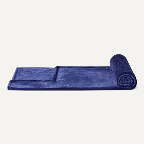 Image of Amazon Basics Throw Blanket, Ultra-Soft Flannel Fleece, Cozy for Couch Sofa Bedroom, Fade-Resistant, 50 x 60 Inches, Navy