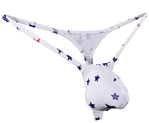 JJPOUCH JJP1016 Herren Stringtanga, Unterwäsche, Baumwolle, Sterne Gr. S/M, weiß Cover