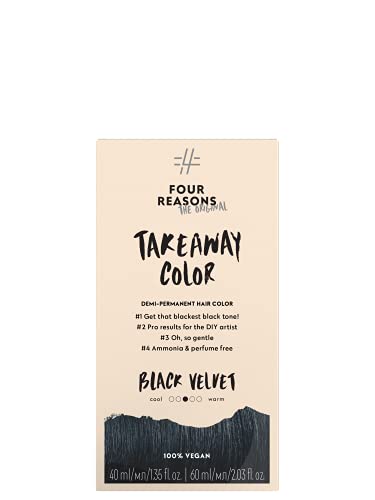 Four Reasons Original Takeaway Color - Black Velvet - 1.0 Black - Demi-Permanent Hair Color - Ammonia-Free and Fragrance-Free Hair Dye - 100% Vegan & Cruelty Free