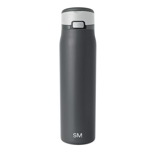 Image of Simple Modern Water Bottle with Straw & Handle | 30oz | Gray | Mesa Loop Insulated Water Bottle for School, Sports, Travel | Leak Proof, Stainless Steel | Steele