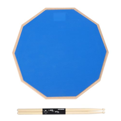 MECCANIXITY Practice Drum Pad Set, 12 Inch Double Sided Silent Snare Drum Pad with 5A Drumsticks for Drummers, Beginners, Quiet Training (Blue)
