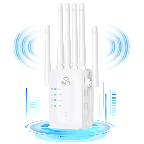 WiFi Extender Signal Booster,Repetidor WiFi Potente con 6 Antenas, 2 Puertos Ethernet, Compatible con Todas Las Redes,WiFi Range Extender
