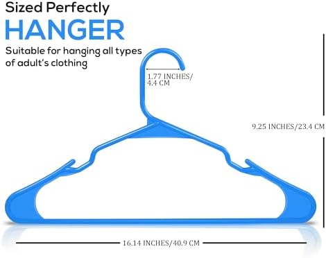 Utopia Home 50 Pack Plastic Hangers Space Saving, Durable Hanger with Shoulder Grooves, Blue
