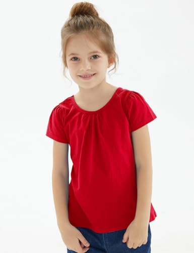 Image of Noomelfish Girls Criss Cross Back T-Shirts Short Puff Sleeve Tee Tops (5-12 Years)