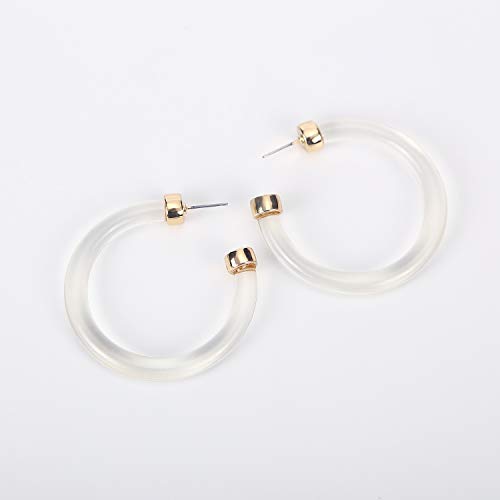 Transparent Color Lucite Resin Hoop Earrings Acetate Statement Drop Earrings3