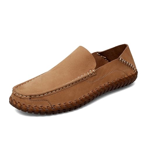 Generic Loafers for Men Fashion Casual Leather Flats Driving Loafer Boat Shoes Slip On Breathable Round Toe Business Shoes
