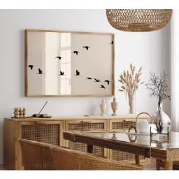 Affiche minimaliste horizontale oiseaux ZHUOYA décoration murale salon toile 30x50cm noir