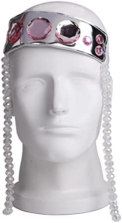 Mobzu Uzui Tengen Headband Cosplay Headwear Leather Crystal Beads Halloween, Multicolor, 18cm