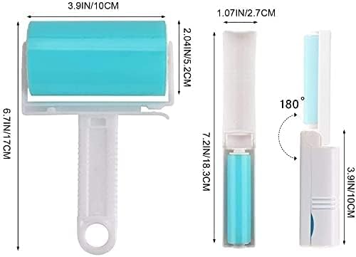 Washable Lint Roller 3 Pack, Lint Roller Reusable Sticky Dog Cat Hair Remover Cleaner with Cover for Clothes, Pet Hairs, Carseats