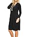 AUSELILY Women's Long Sleeve Pleated Loose Swing Casual Dress with Pockets Knee Length (L, Black)