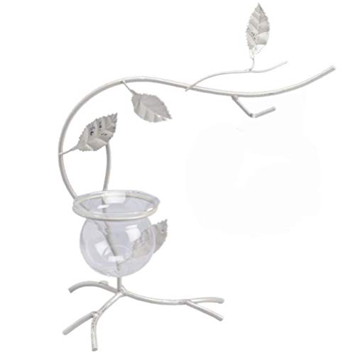 Preisvergleich Produktbild Rétro Kerzenhalter aus Metall Blätter weiß